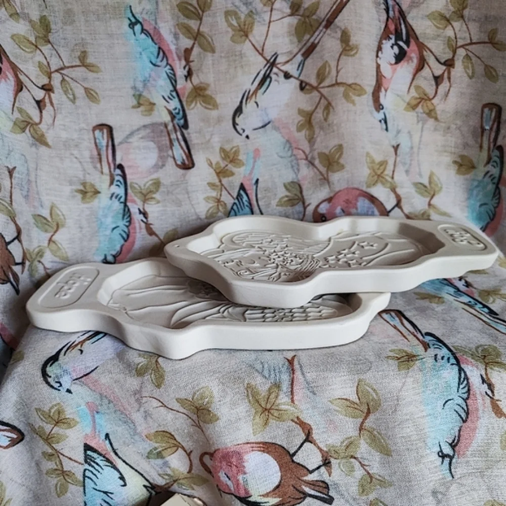 LONGABERGER Pottery Pair HOPE LOVE Cookie Mold Holiday Angel Series 1994 1996